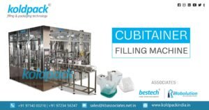Koldpack automatic cubitainer filling machine for industrial liquid packaging
